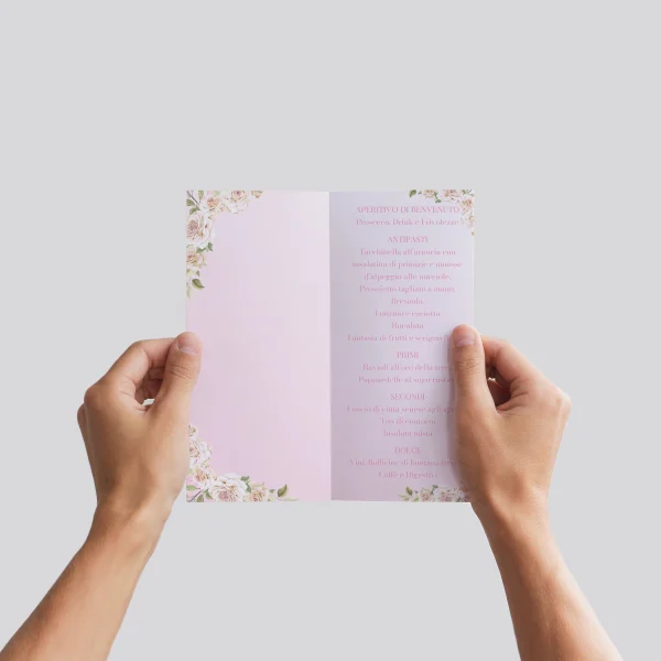 Rugiada di Rose menù con grafica personalizzata