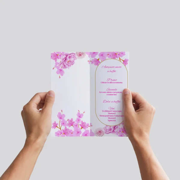 fiori di pesco menù progettazione grafica personalizzata