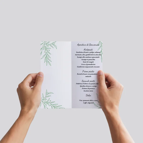 minimal verde menù progettazione grafica personalizzata