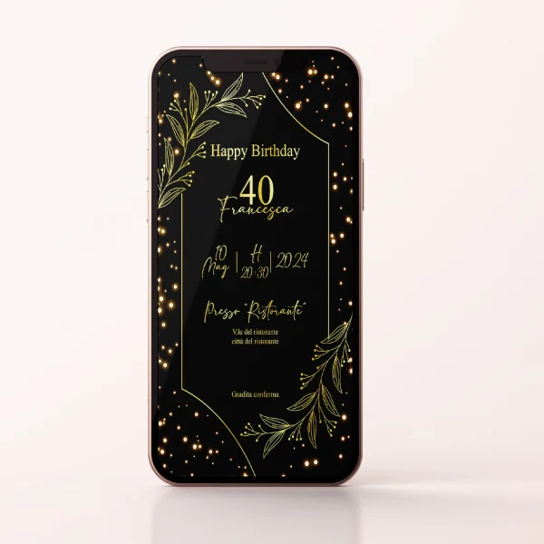 Golden Night Golden Night invito digitale personalizzabile