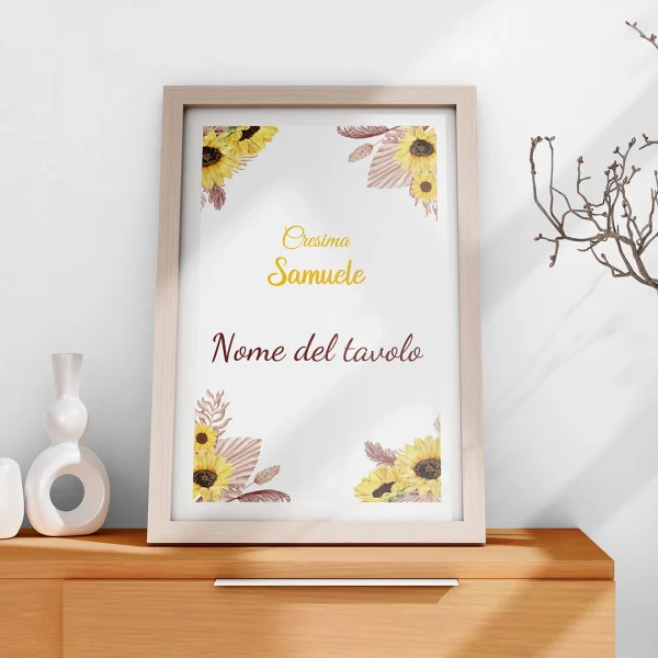 Country Girasole quadrucci nomi personalizzabili
