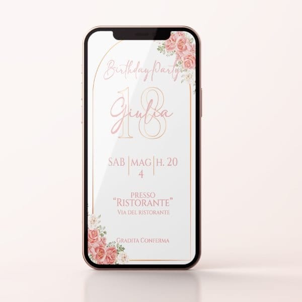 Rosé Bloom invito digitale personalizzabile
