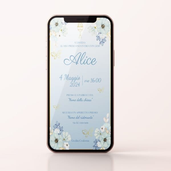 Azzurro di Luce invito digitale personalizzabile