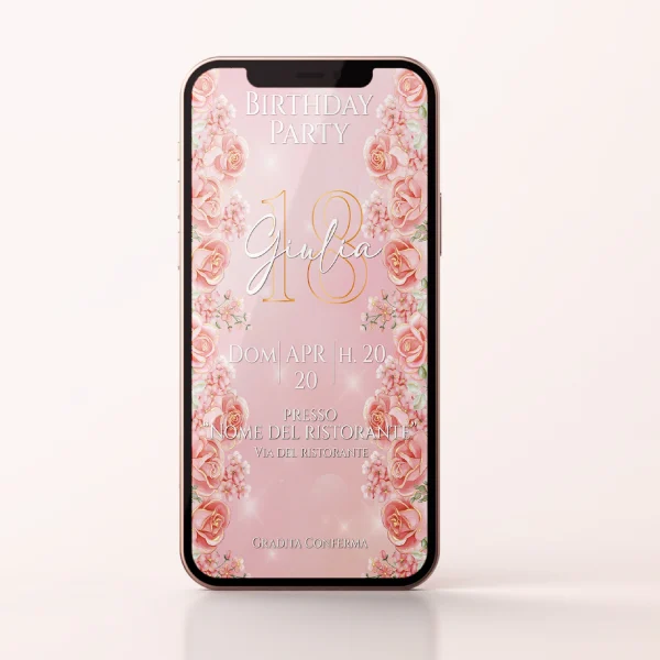 Rosa Romance invito digitale personalizzato
