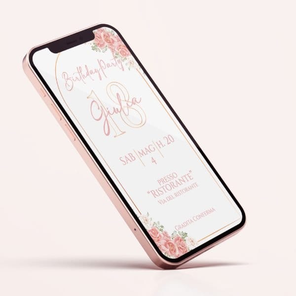 Rosé Bloom invito digitale personalizzabile