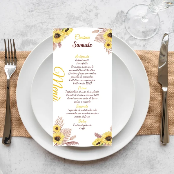 Country Girasole segnaposto personalizzato