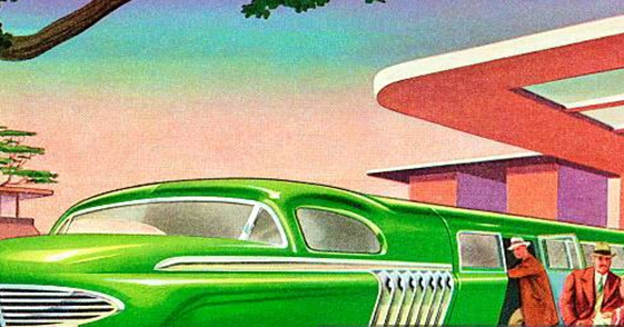 Illustrazione in stile Retro Futurismo e Revival Y2K con colori neon, texture metalliche e dettagli digitali anni 2000